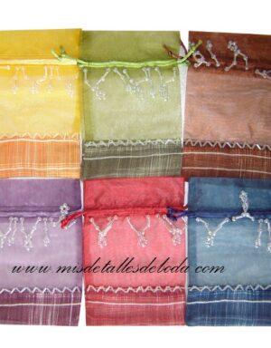 Lote 20 Bolsitas Organza Abalorios 6 colores