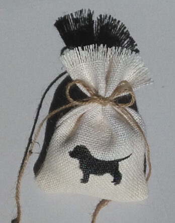 Saquito rustico de arpillera pintado perro