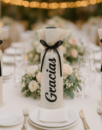 Saco rustico blanco Gracias varios tamaños