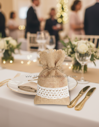 Saco rustico con encaje varios tamaños