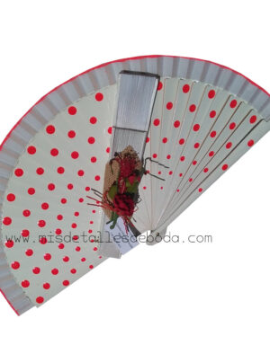 Decoración para abanico flores burdeos