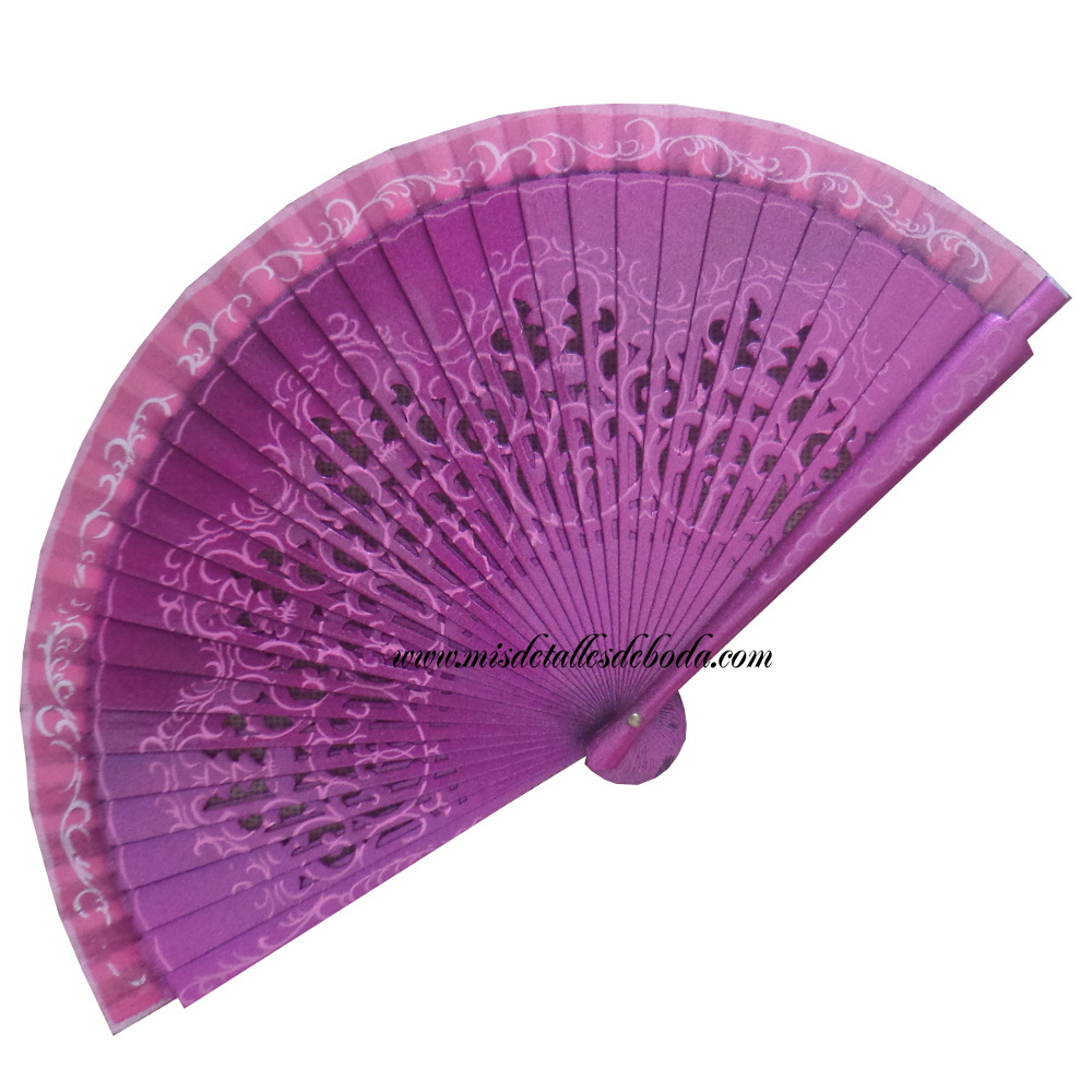 Abanico madera metalizado calado 19cm