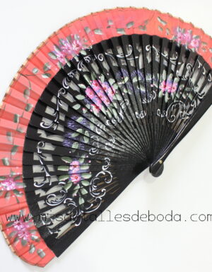Abanico negro 19cm pintado forma bolso