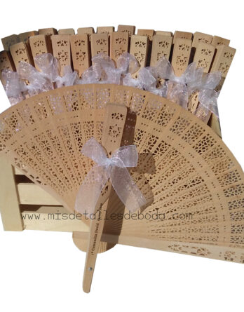 Abanico de sándalo personalizado + lazo