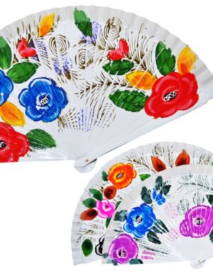 Abanico blanco pintado flores