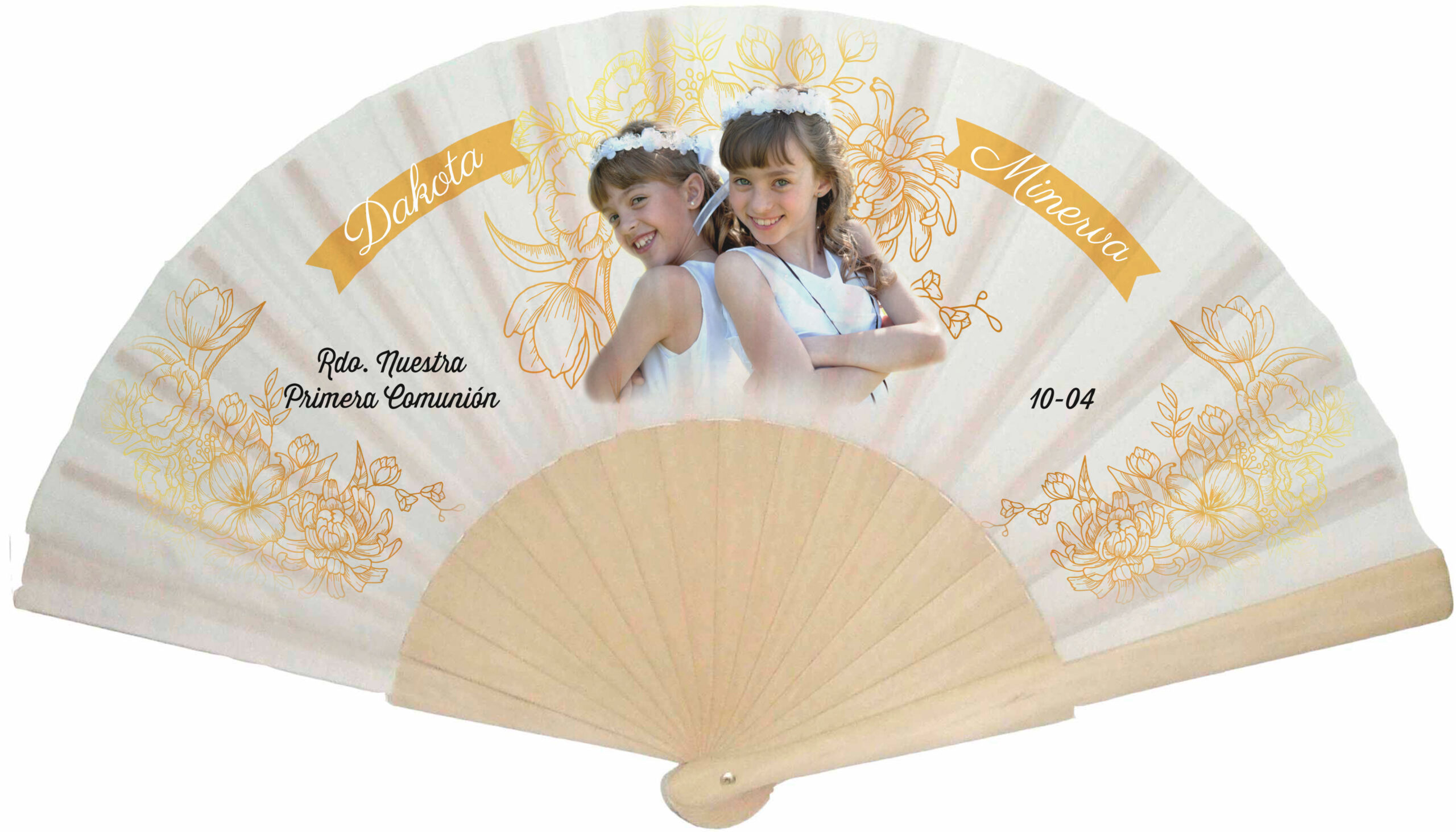 Abanico personalizado con foto cintas amarillas